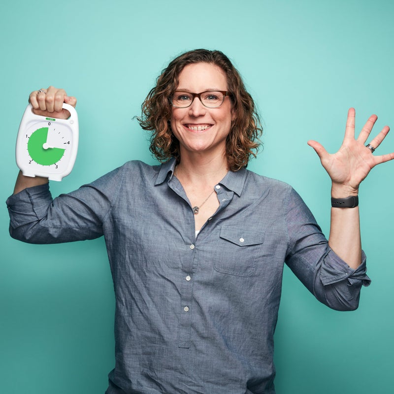 TIME TIMER PLUS 5 Minute Desk Visual Timer - Countdown Timer with Portable Handle for Classroom, Office, Homeschooling, Study Tool with Silent Operation (White) - Image 3